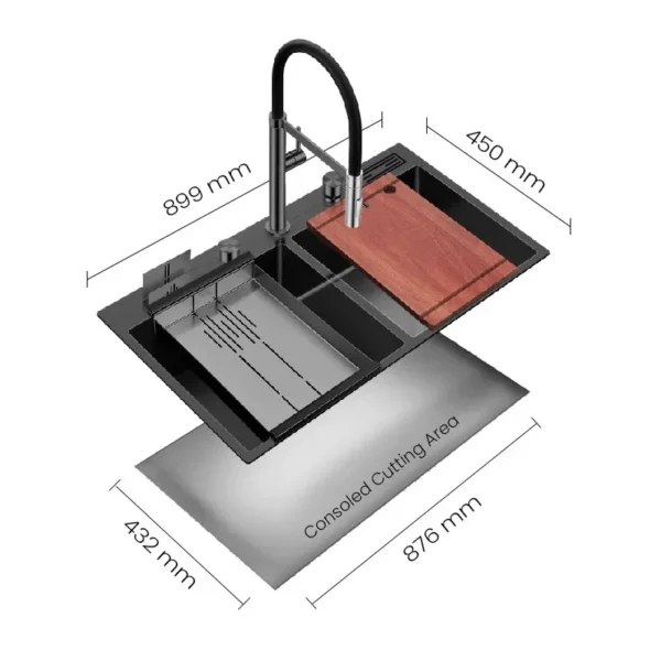 M1836DB SWISH Multifunctional Sink Moonlight Black - Image 3