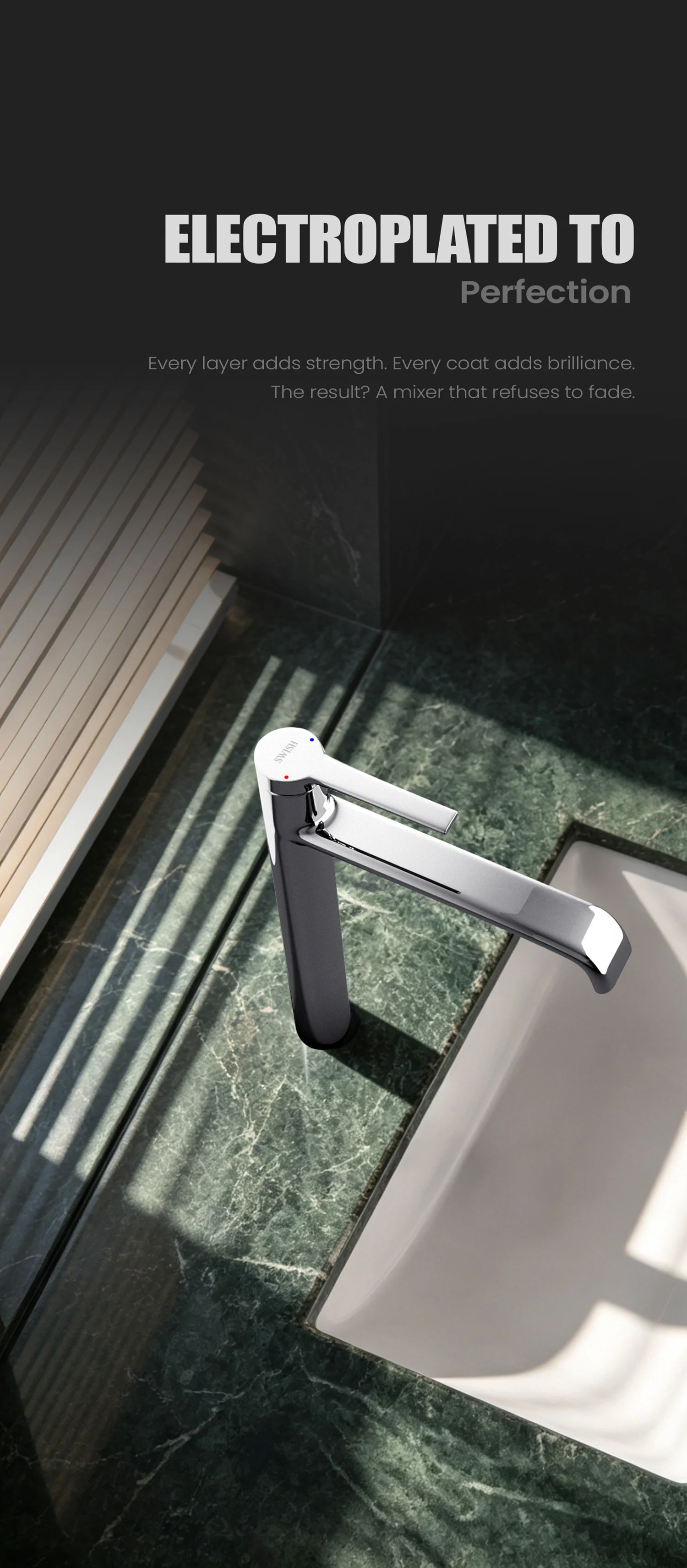 BF 0100141-00 SWISH Long Basin Mixer Storytelling Image